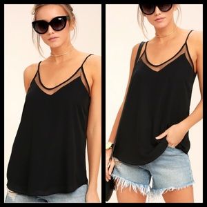 Lulus Blk SWEET FLING BLACK MESH TANK SzXS